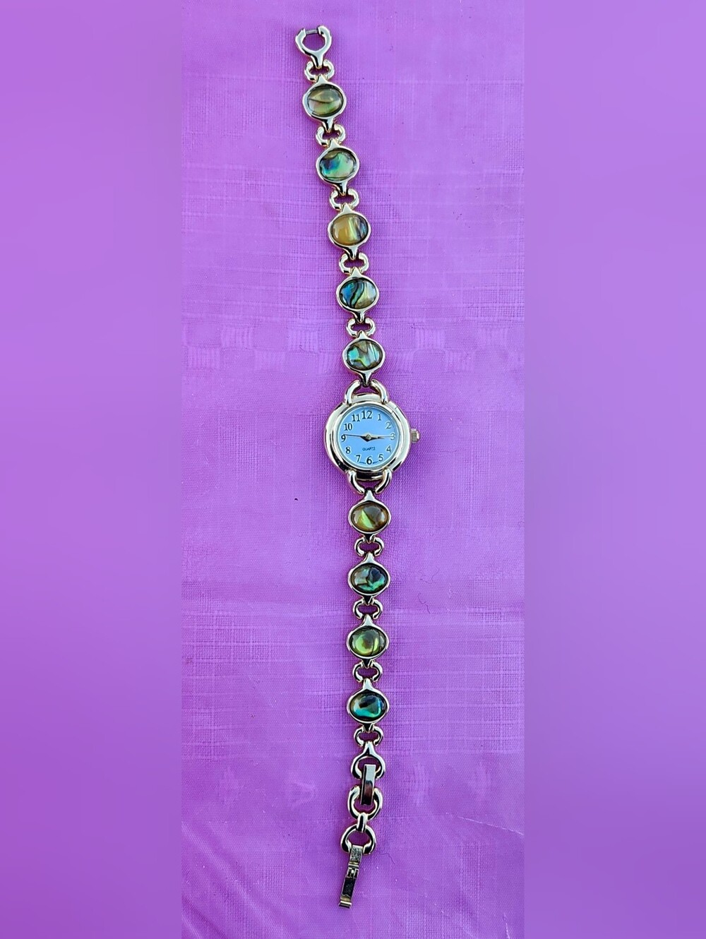 Women's Iridescent Abalone Link Watch - White Dial